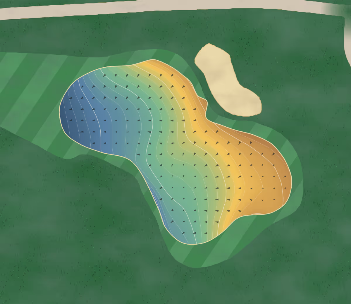 Green contour map of Canyon Lakes in Kennewick, Washington — 242 elevation contours at a 3-inch interval with fall-line arrows, traced from 1-meter lidar