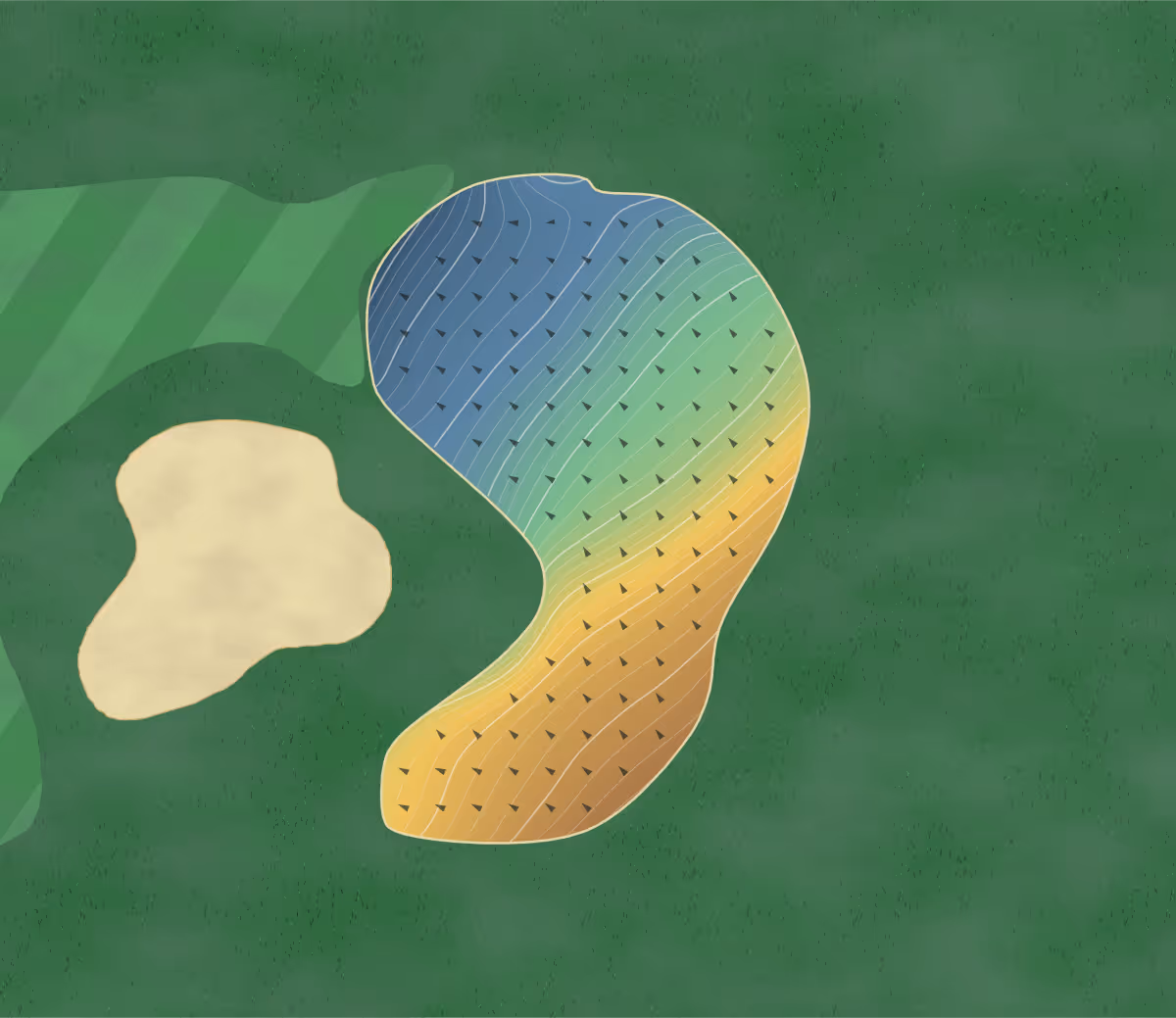 Green contour map of Canyon Oaks in Chico, California: 295 elevation contours at a 3-inch interval with fall-line arrows, traced from 1-meter lidar