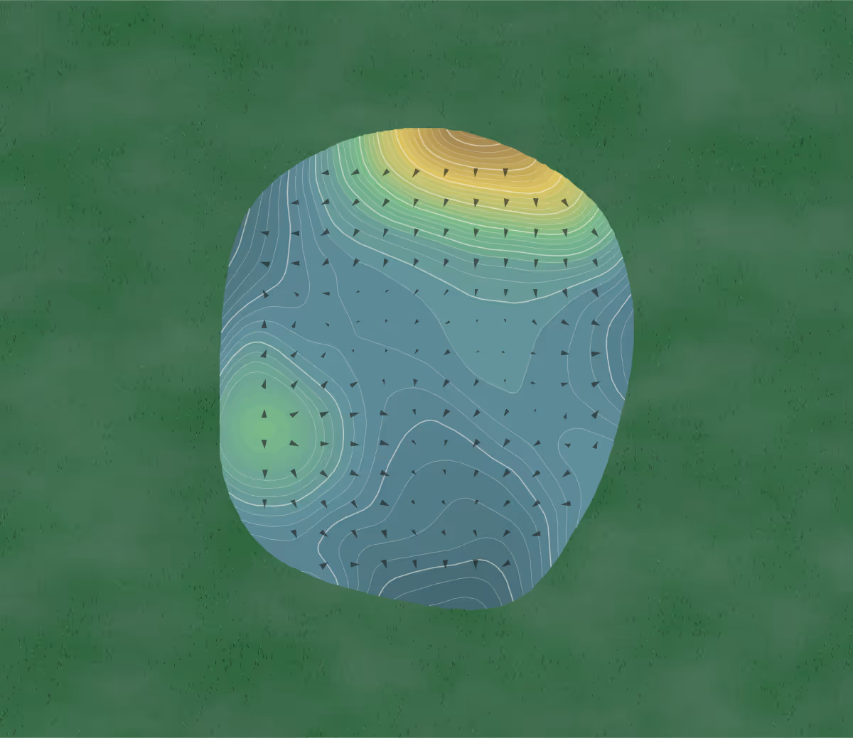 Green contour map of Cape Royale Golf Club in Coldspring, Texas — 103 elevation contours at a 3-inch interval with fall-line arrows, traced from 1-meter lidar
