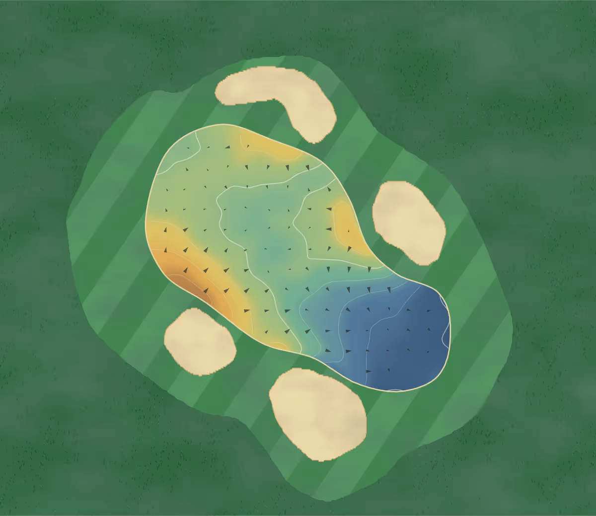 Green contour map of Caprington in Kilmarnock, Scotland — 24 elevation contours at a 8-centimeter interval with fall-line arrows, traced from 1-meter lidar