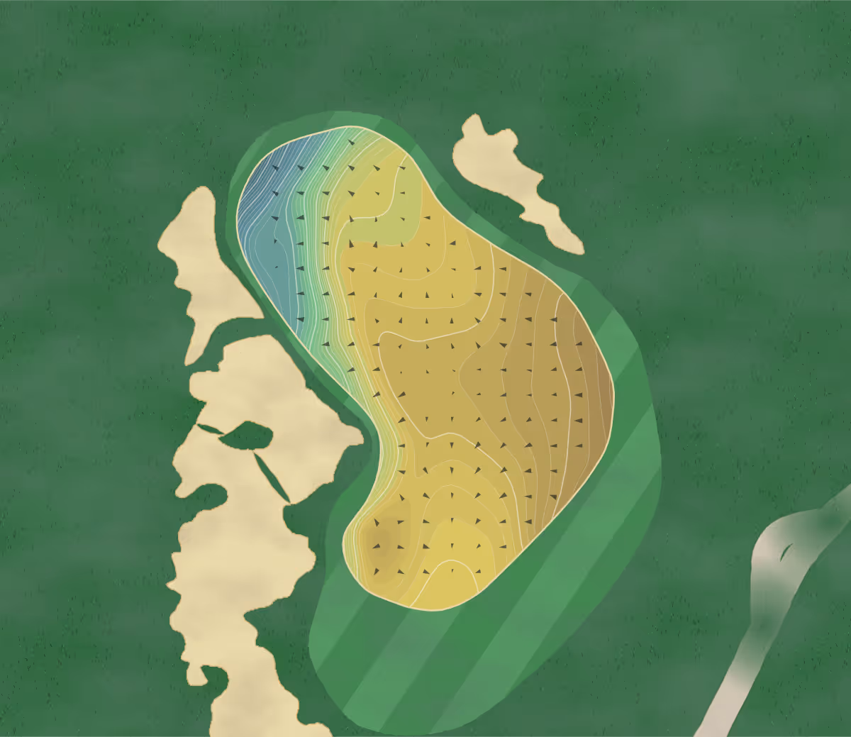 Green contour map of Caprock Ranch in Valentine, Nebraska — 269 elevation contours at a 3-inch interval with fall-line arrows, traced from 1-meter lidar