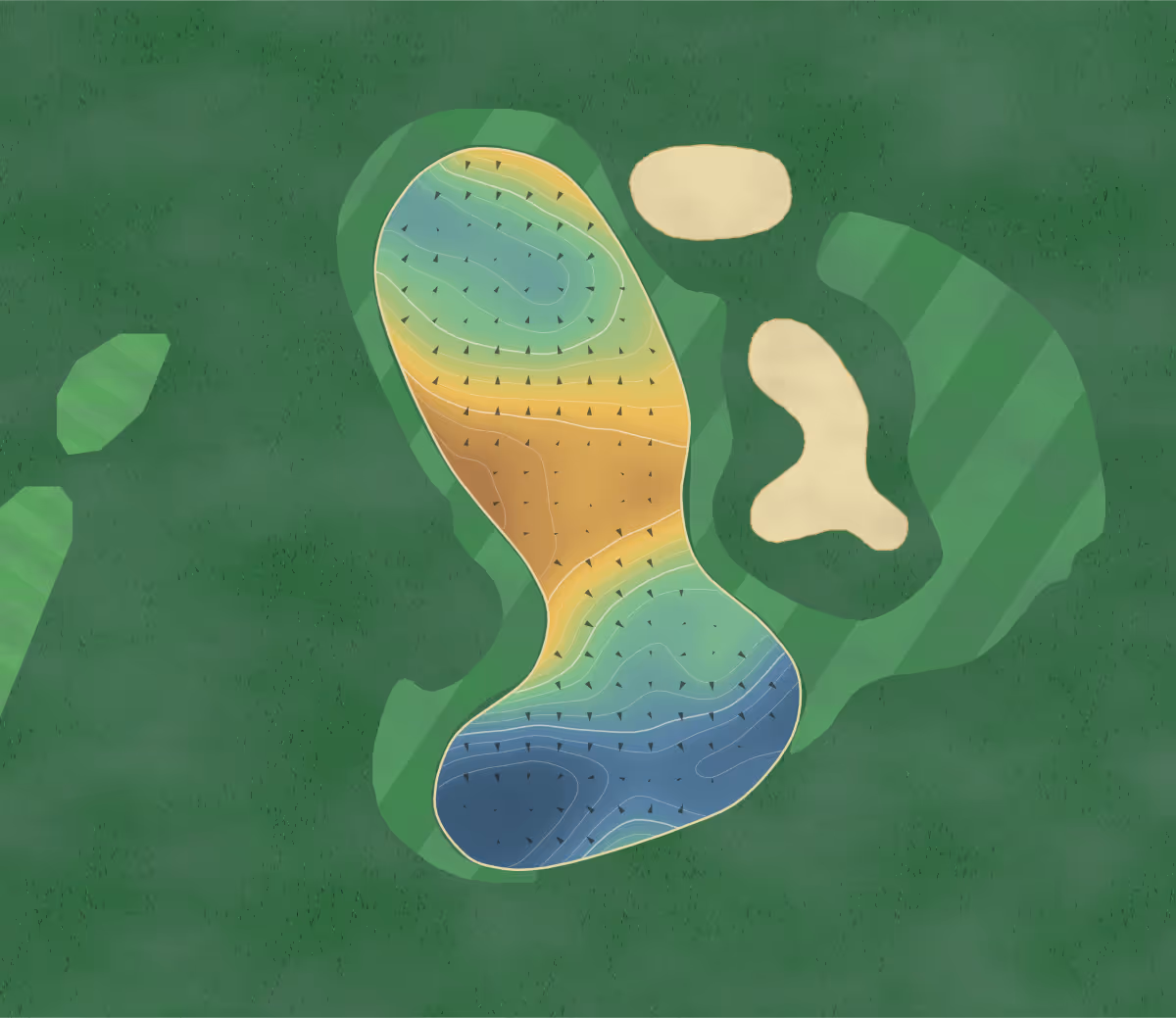 Green contour map of Captain's Cove in Greenbackville, Virginia: 109 elevation contours at a 3-inch interval with fall-line arrows, traced from 1-meter lidar