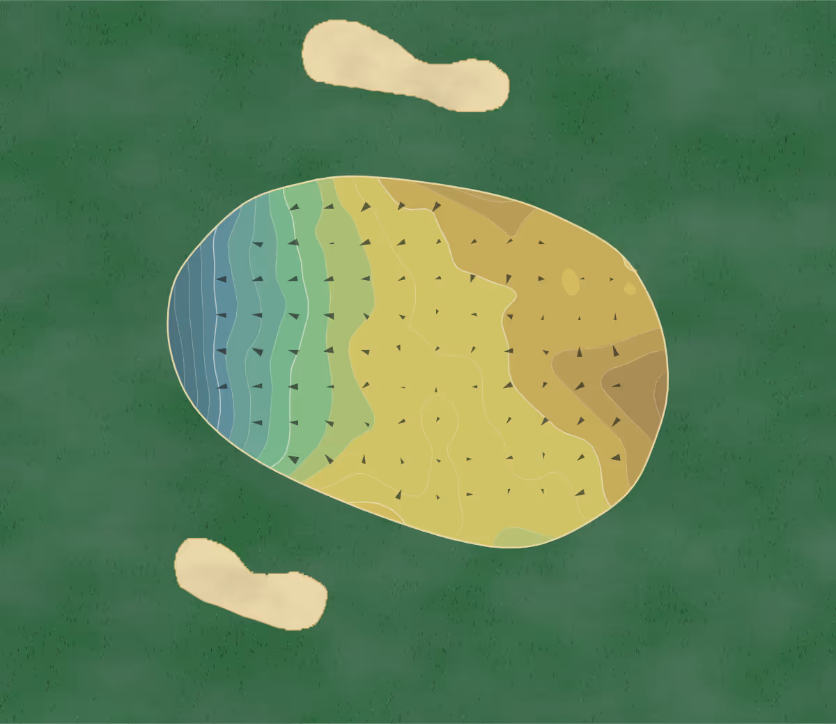Green contour map of Carl Dickman in Fairfield, Connecticut — 103 elevation contours at a 3-inch interval with fall-line arrows, traced from 1-meter lidar
