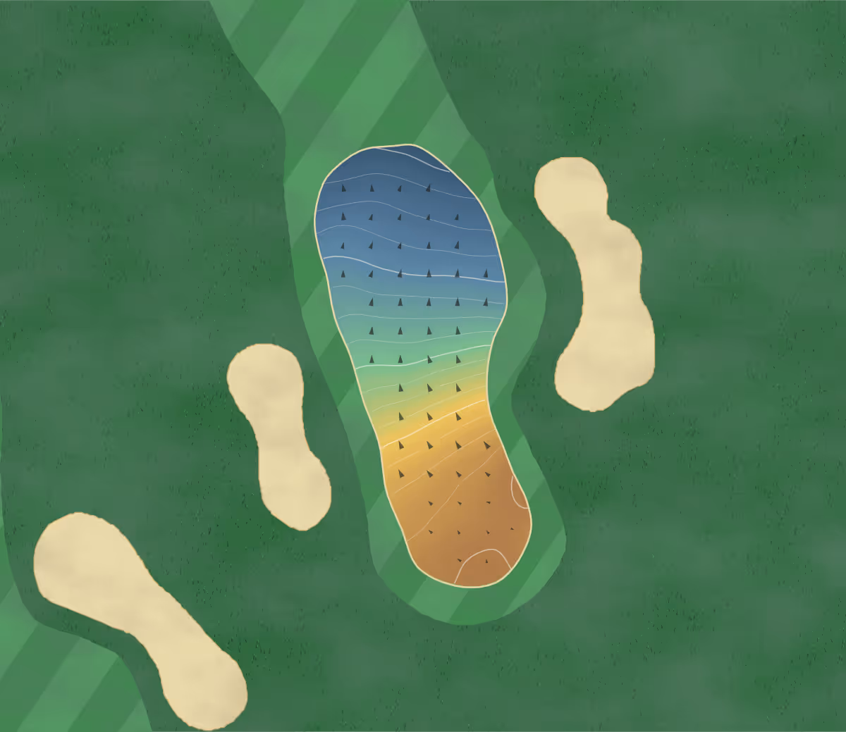 Green contour map of Carleton in Manotick, Canada — 150 elevation contours at a 8-centimeter interval with fall-line arrows, traced from 1-meter lidar