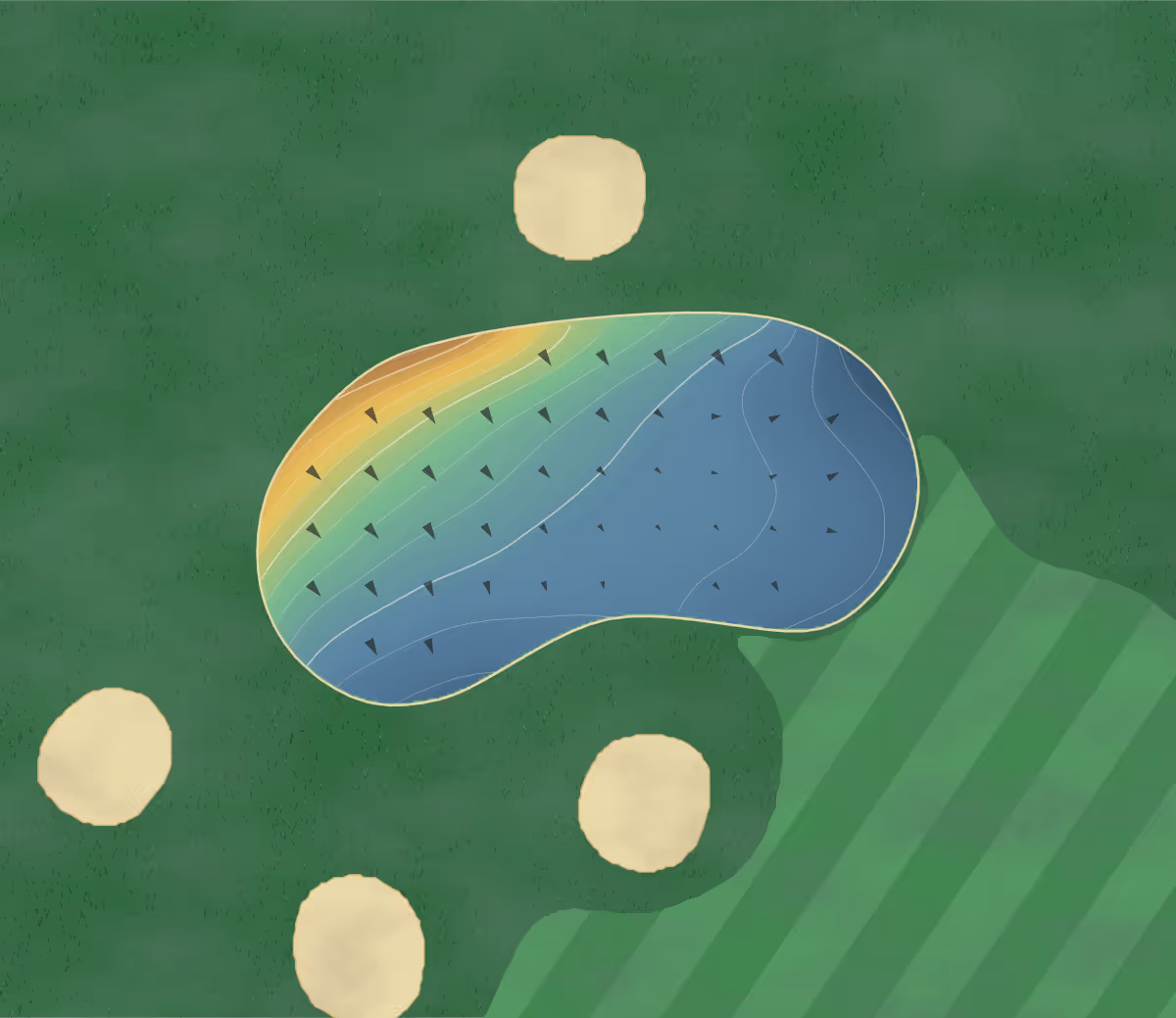 Green contour map of Carlyle Lake in Carlyle, Illinois — 60 elevation contours at a 3-inch interval with fall-line arrows, traced from 1-meter lidar