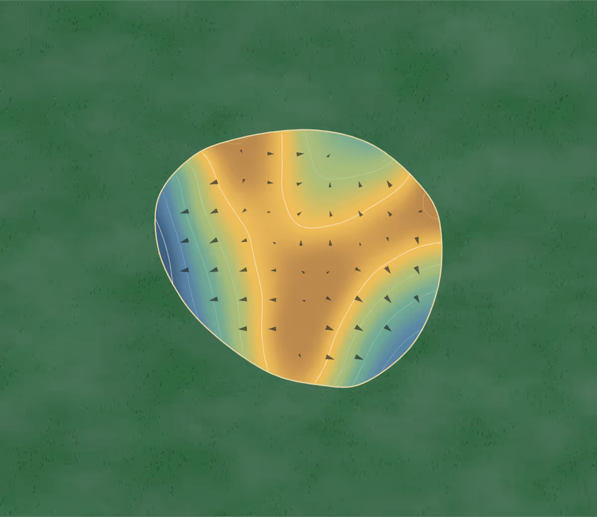 Green contour map of Carrollton in Carrollton, Missouri: 76 elevation contours at a 3-inch interval with fall-line arrows, traced from 1-meter lidar