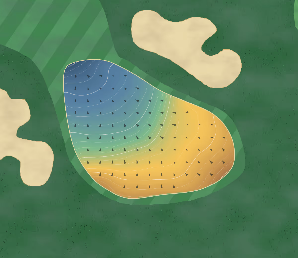 Green contour map of Carrying Place in Kettleby, Canada: 191 elevation contours at a 8-centimeter interval with fall-line arrows, traced from 1-meter lidar