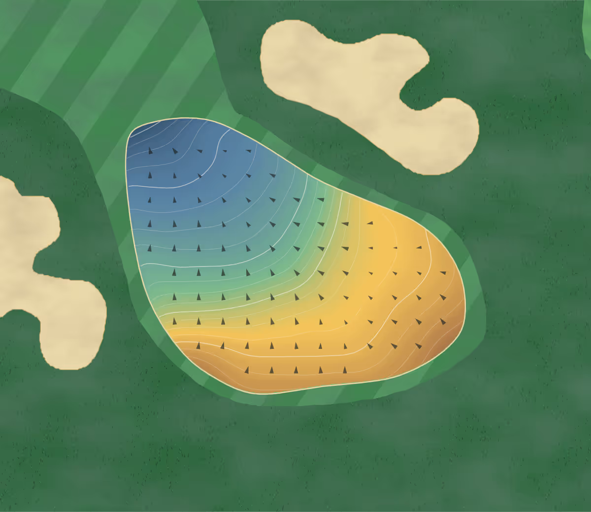 Green contour map of Carrying Place in Kettleby, Canada — 194 elevation contours at a 8-centimeter interval with fall-line arrows, traced from 1-meter lidar