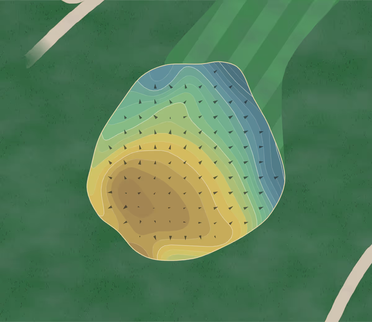 Green contour map of Casa Blanca Golf Course in Laredo, Texas — 193 elevation contours at a 3-inch interval with fall-line arrows, traced from 1-meter lidar