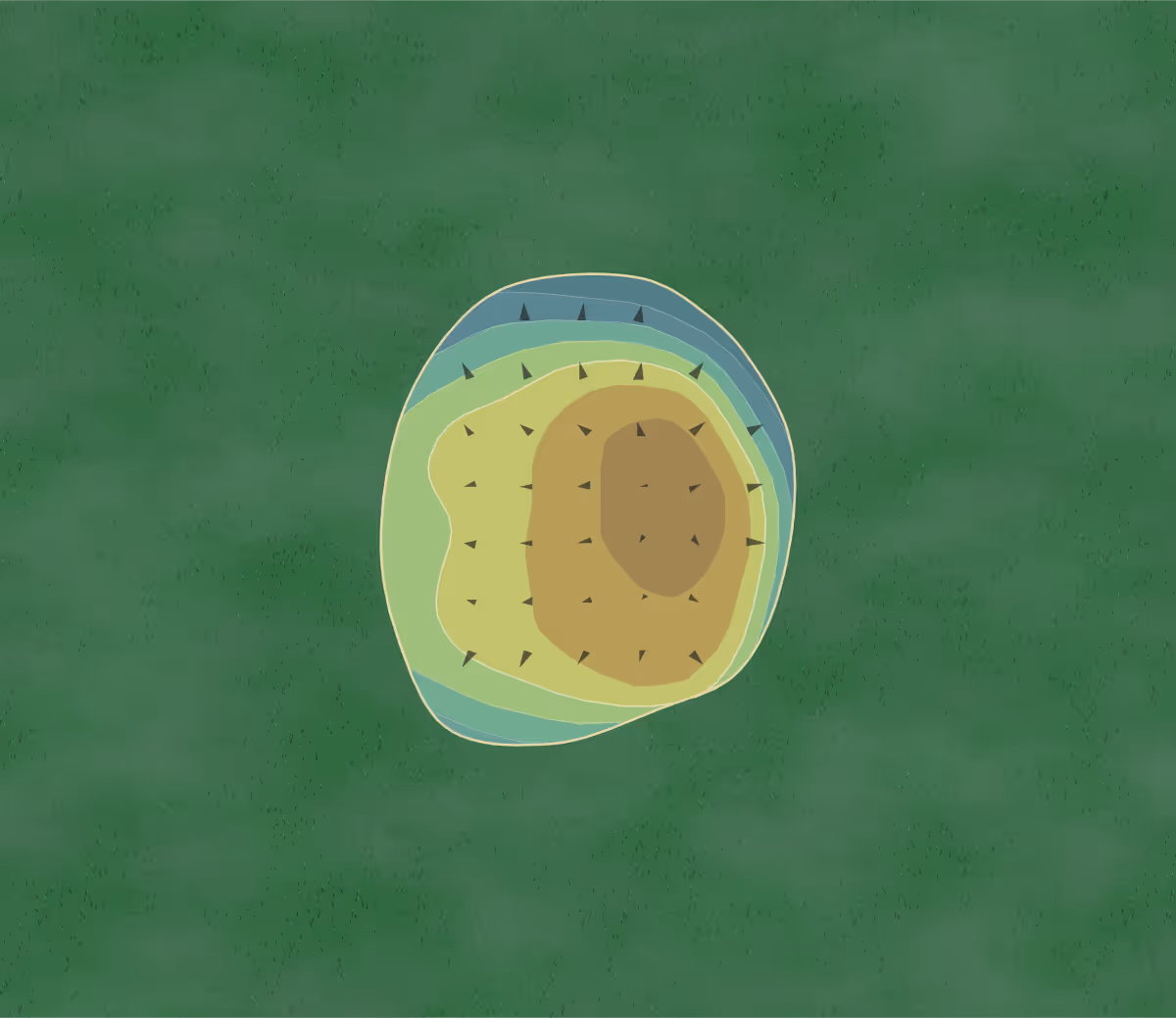 Green contour map of Caseville in Caseville, Michigan — 46 elevation contours at a 3-inch interval with fall-line arrows, traced from 1-meter lidar