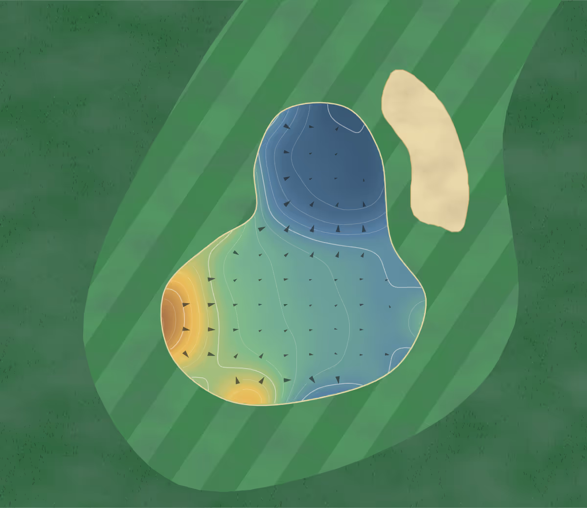 Green contour map of Casino in Casino, Australia — 194 elevation contours at a 8-centimeter interval with fall-line arrows, traced from 1-meter lidar