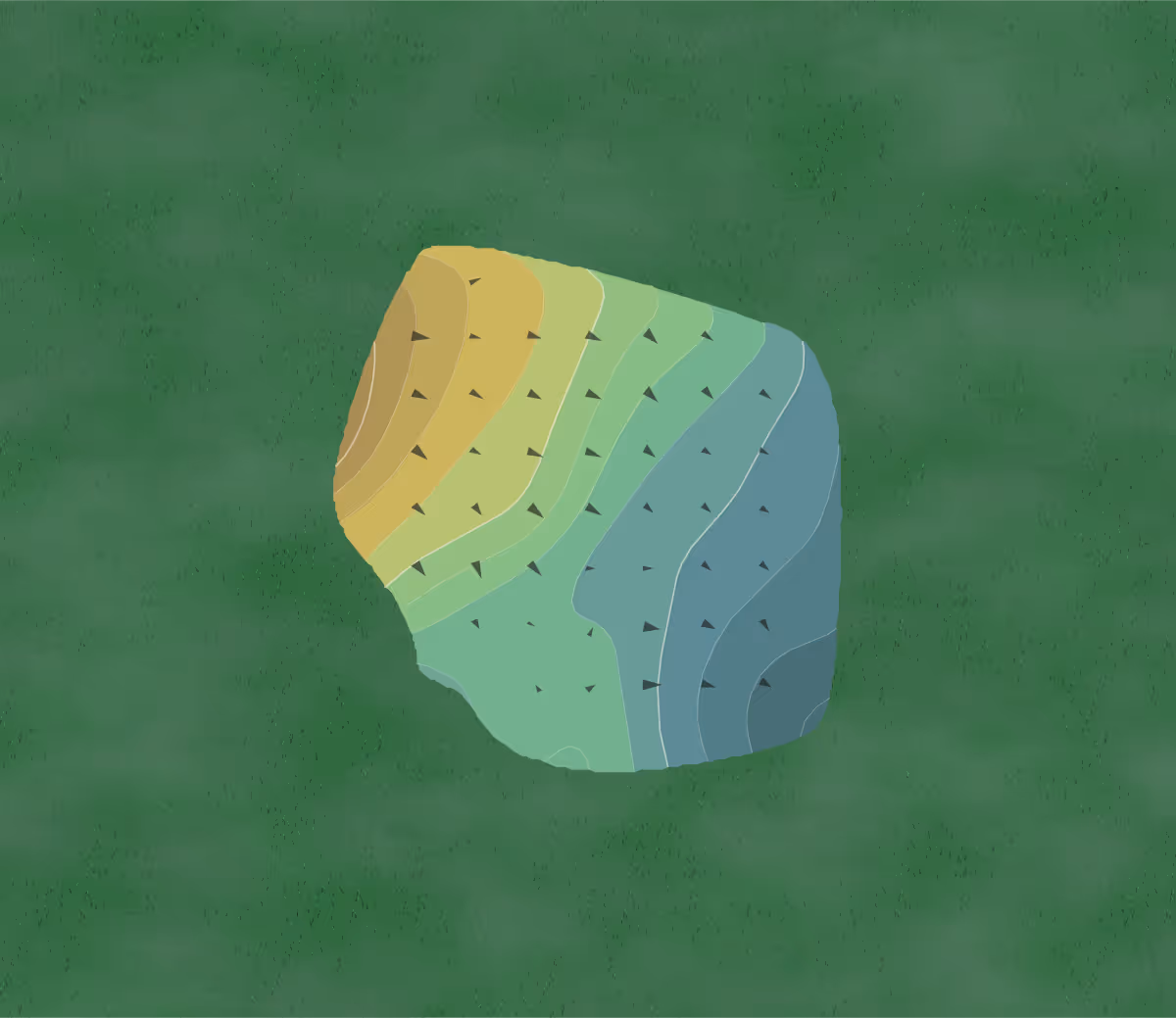 Green contour map of Catawba in Newton, North Carolina — 12 elevation contours at a 3-inch interval with fall-line arrows, traced from 1-meter lidar