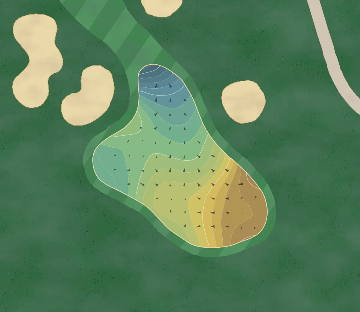 Green contour map of Catta Verdera in Lincoln, California — 216 elevation contours at a 3-inch interval with fall-line arrows, traced from 1-meter lidar