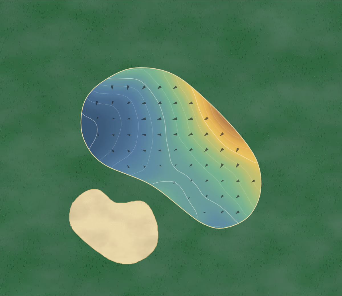 Green contour map of Cattails in Valle Crucis, North Carolina: 82 elevation contours at a 3-inch interval with fall-line arrows, traced from 1-meter lidar