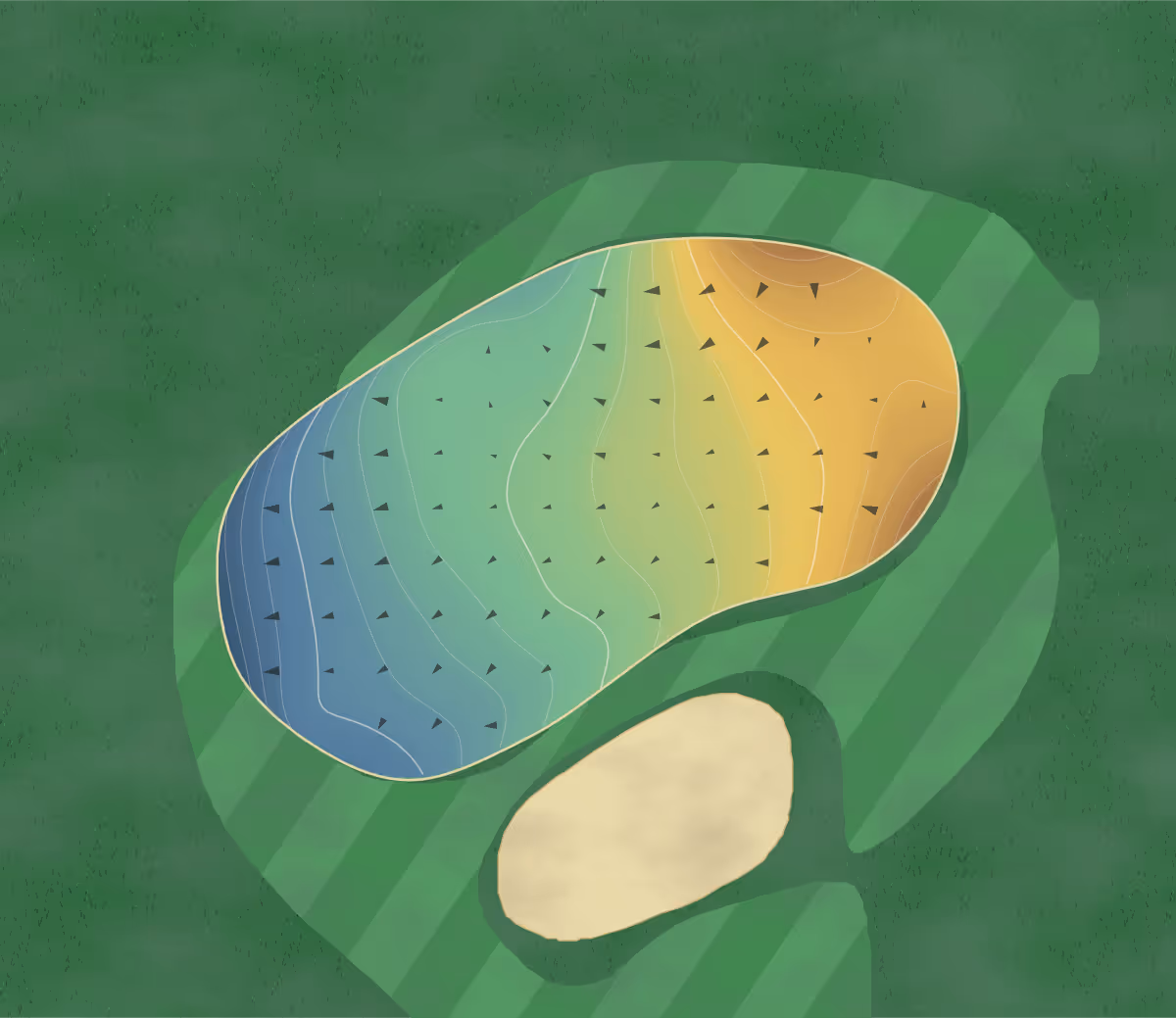 Green contour map of CAVU Golf Club in Naples, Florida: 248 elevation contours at a 3-inch interval with fall-line arrows, traced from 1-meter lidar