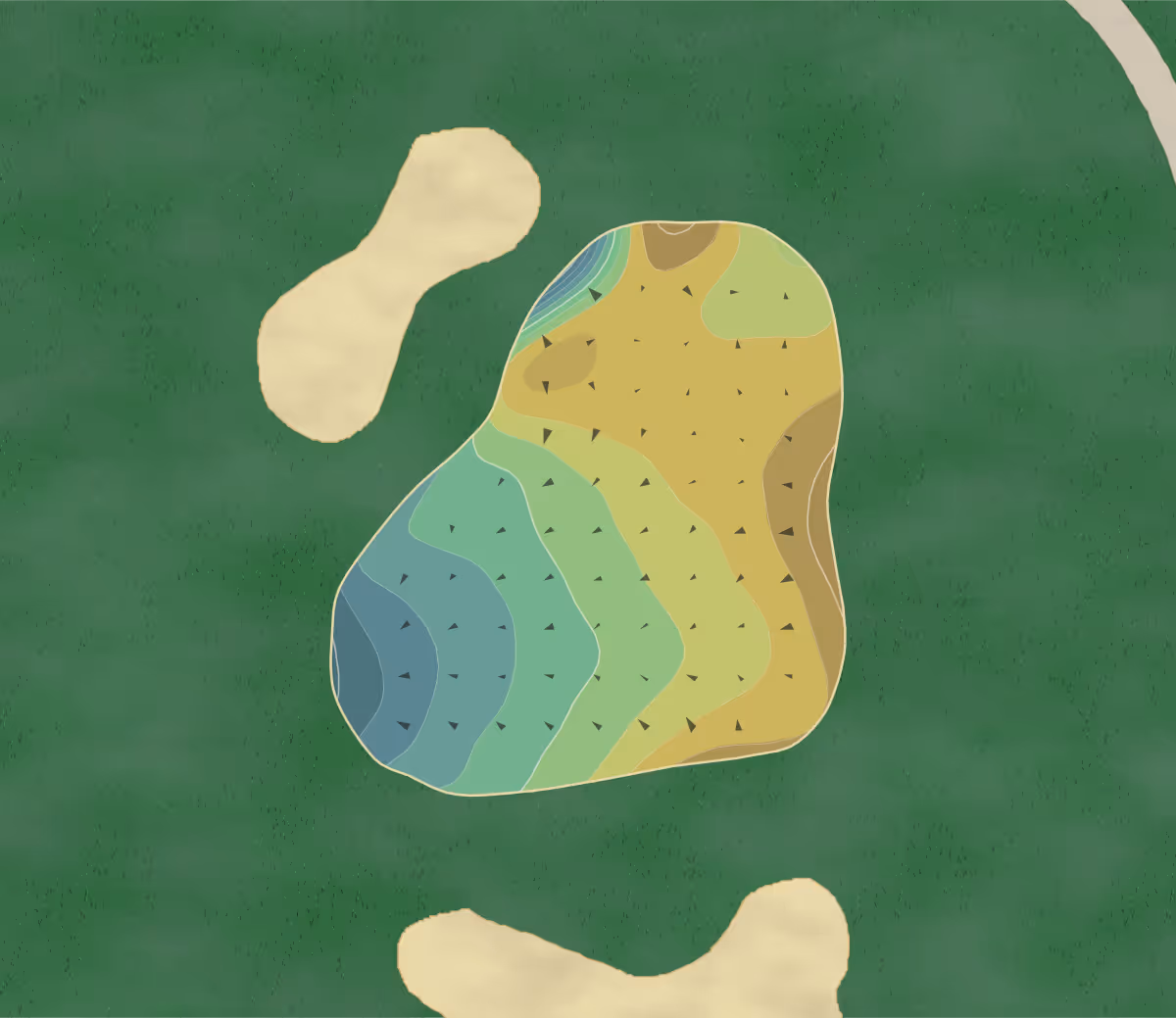 Green contour map of Lincoln in Lincoln, Nebraska — 199 elevation contours at a 3-inch interval with fall-line arrows, traced from 1-meter lidar