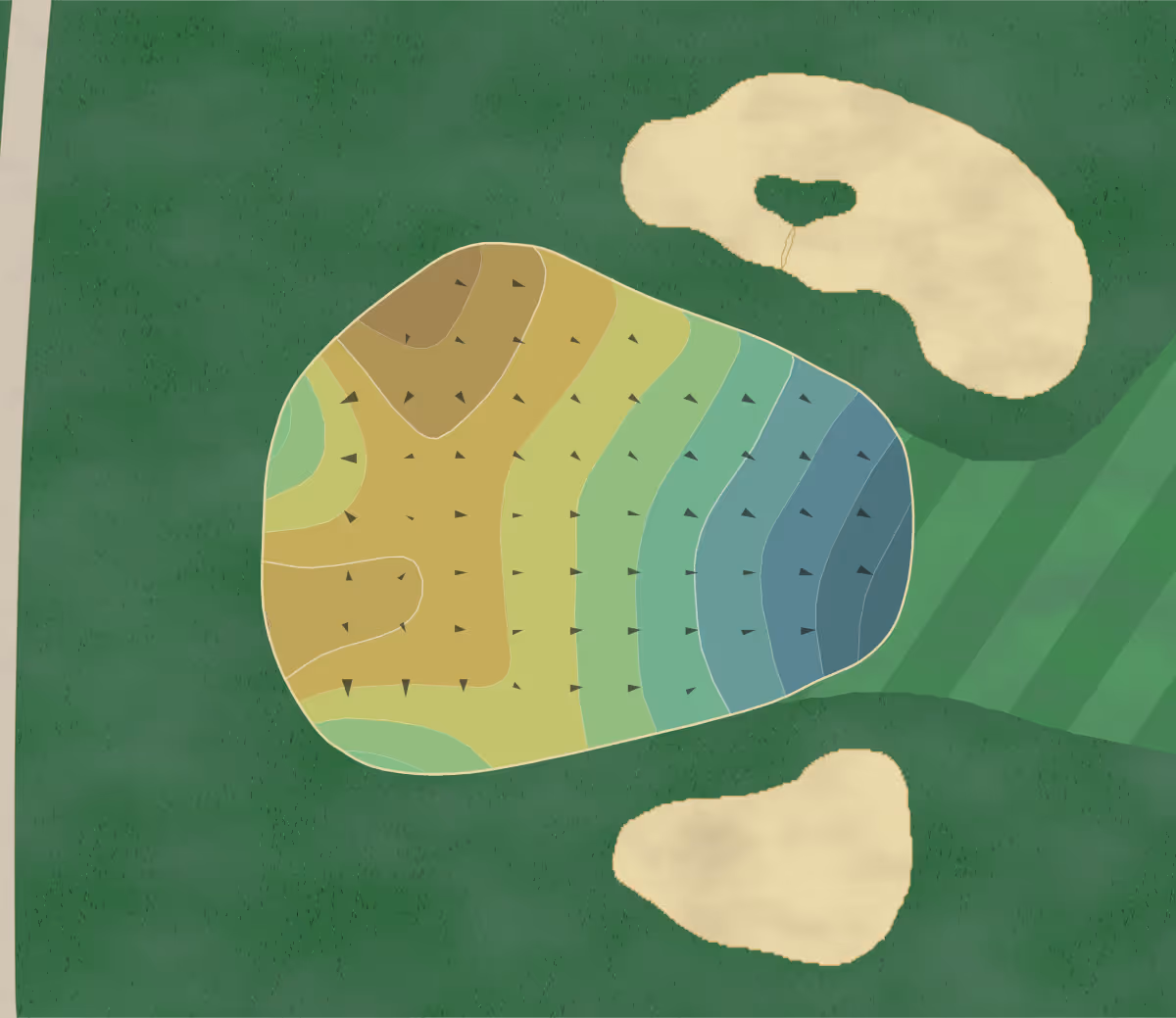 Green contour map of CC Little in Little Rock, Arkansas — 239 elevation contours at a 3-inch interval with fall-line arrows, traced from 1-meter lidar