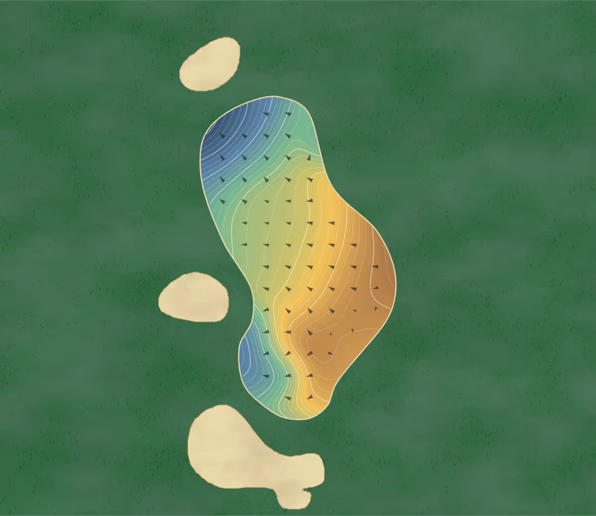 Green contour map of CC of the Carolinas in Marvin, North Carolina — 267 elevation contours at a 3-inch interval with fall-line arrows, traced from 1-meter lidar