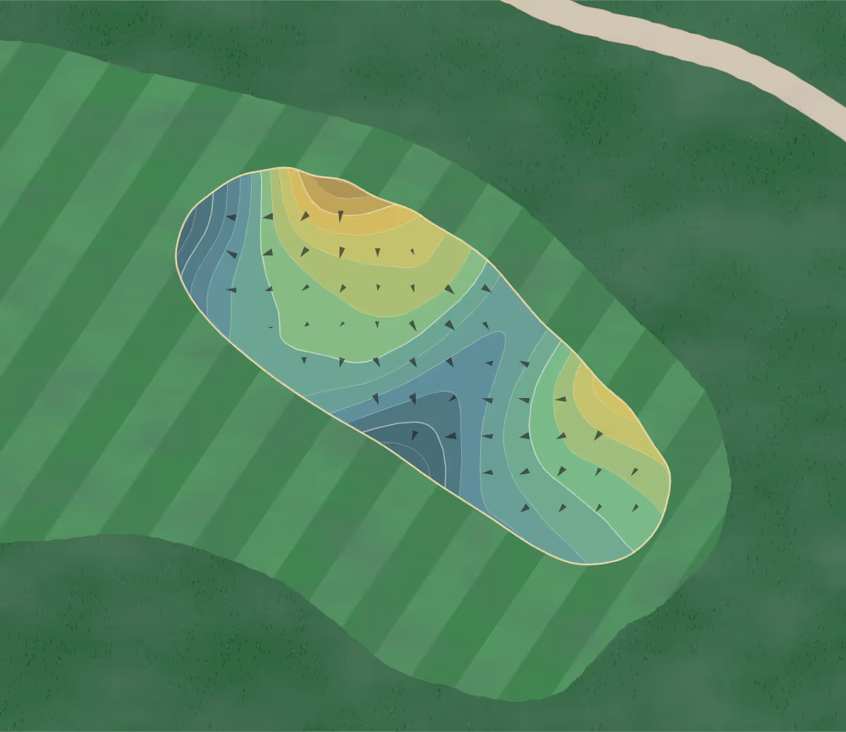 Green contour map of Cedar Hills in Cedar Hills, Utah — 210 elevation contours at a 3-inch interval with fall-line arrows, traced from 1-meter lidar