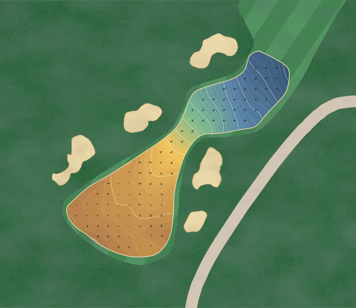 Green contour map of Cedarbrook in Blue Bell, Pennsylvania — 193 elevation contours at a 3-inch interval with fall-line arrows, traced from 1-meter lidar