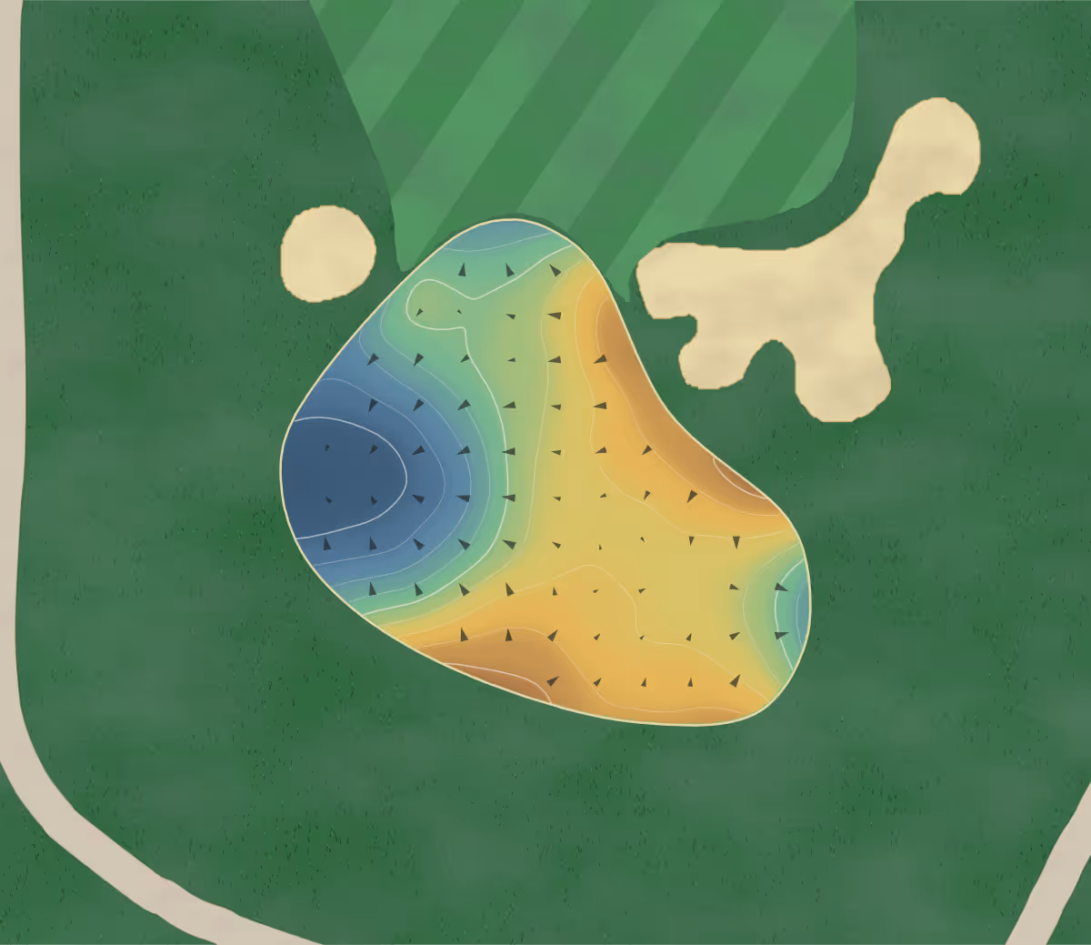 Green contour map of Century Oaks in Elkton, Michigan: 58 elevation contours at a 3-inch interval with fall-line arrows, traced from 1-meter lidar