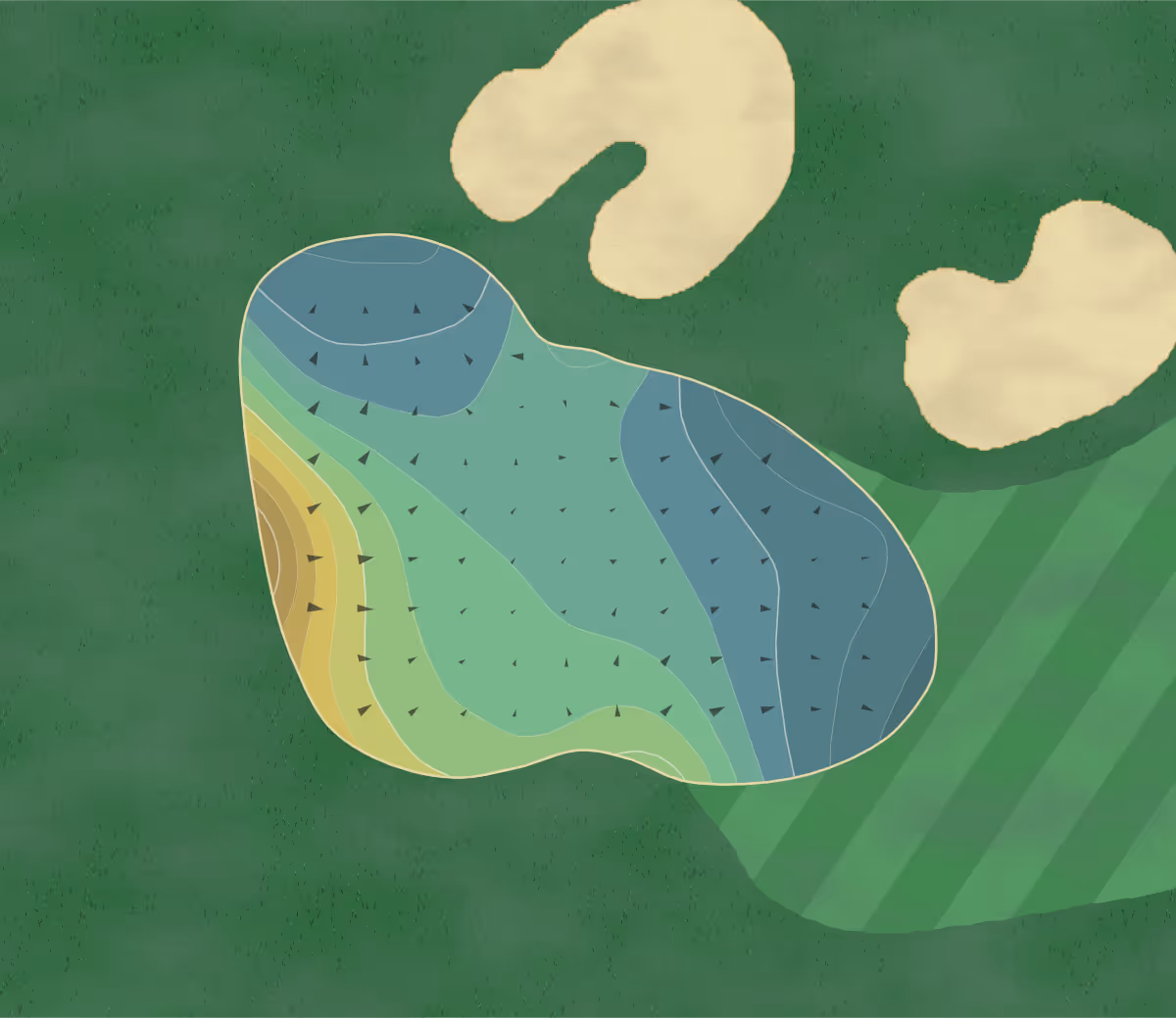 Green contour map of Chagrin Valley in Chagrin Falls, Ohio — 215 elevation contours at a 3-inch interval with fall-line arrows, traced from 1-meter lidar