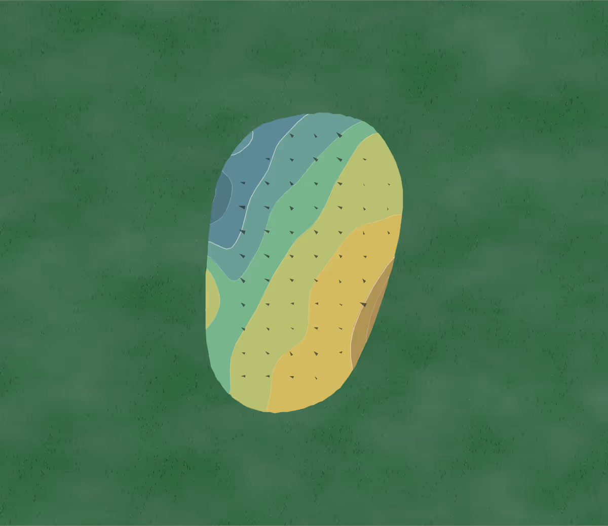 Green contour map of Challenge Golf Course in Akron, Ohio — 18 elevation contours at a 3-inch interval with fall-line arrows, traced from 1-meter lidar