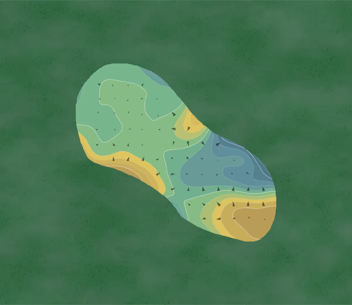 Green contour map of Chaparral Ridge in Lubbock, Texas — 87 elevation contours at a 3-inch interval with fall-line arrows, traced from 1-meter lidar