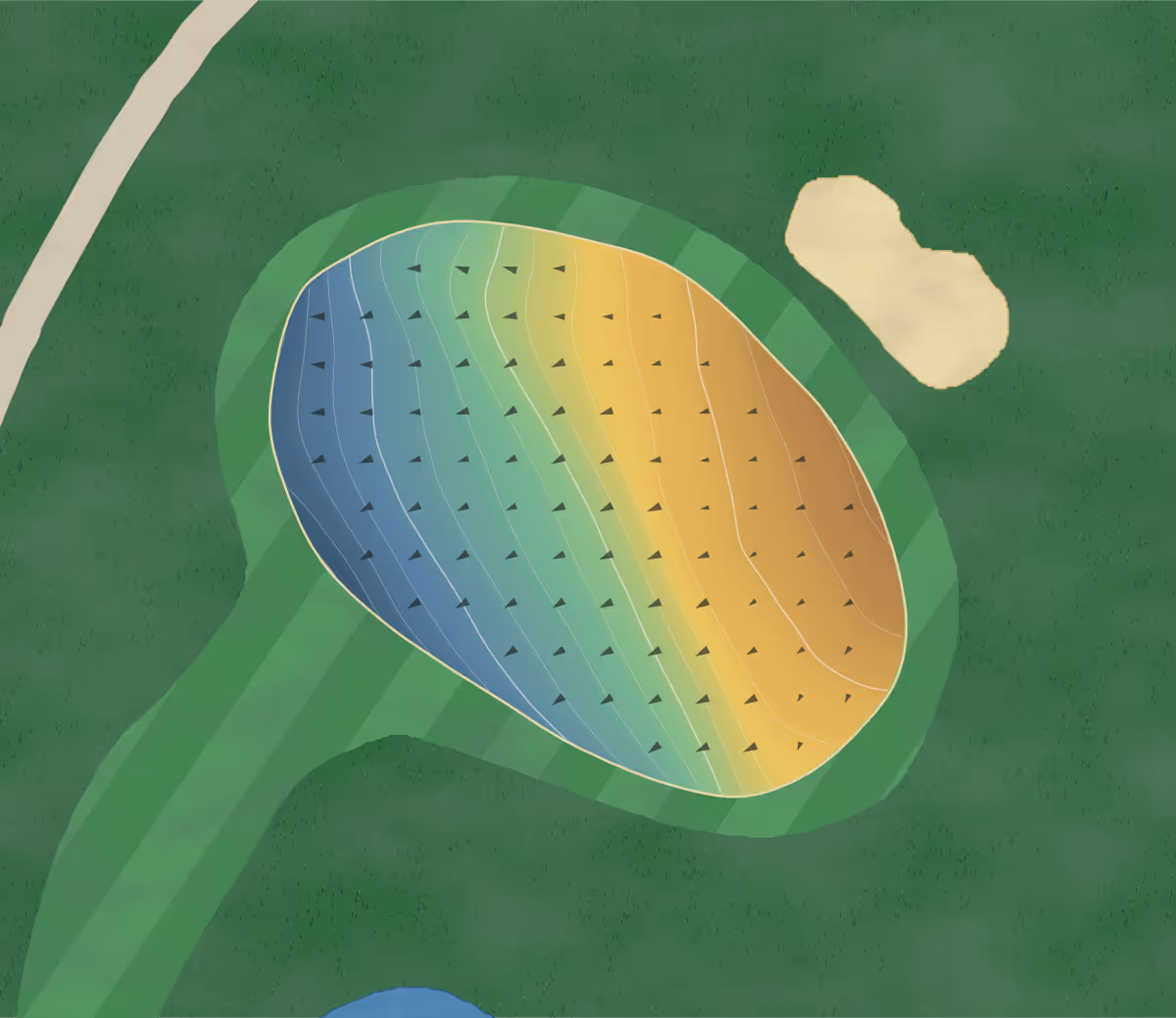 Green contour map of Chapel Hill in Mount Vernon, Ohio: 151 elevation contours at a 3-inch interval with fall-line arrows, traced from 1-meter lidar