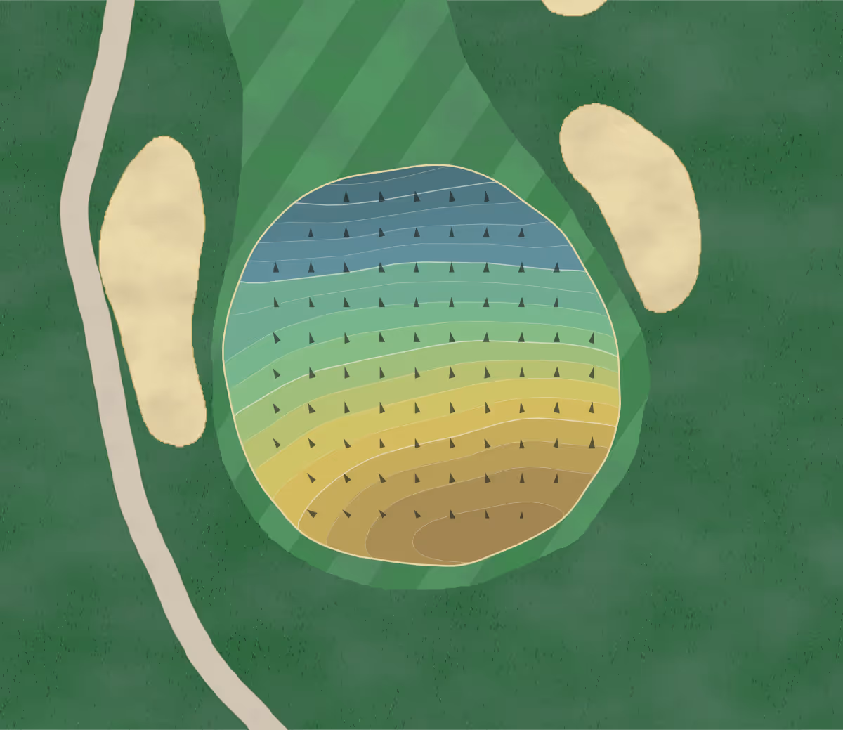 Green contour map of Chardon Lakes in Chardon, Ohio — 201 elevation contours at a 3-inch interval with fall-line arrows, traced from 1-meter lidar