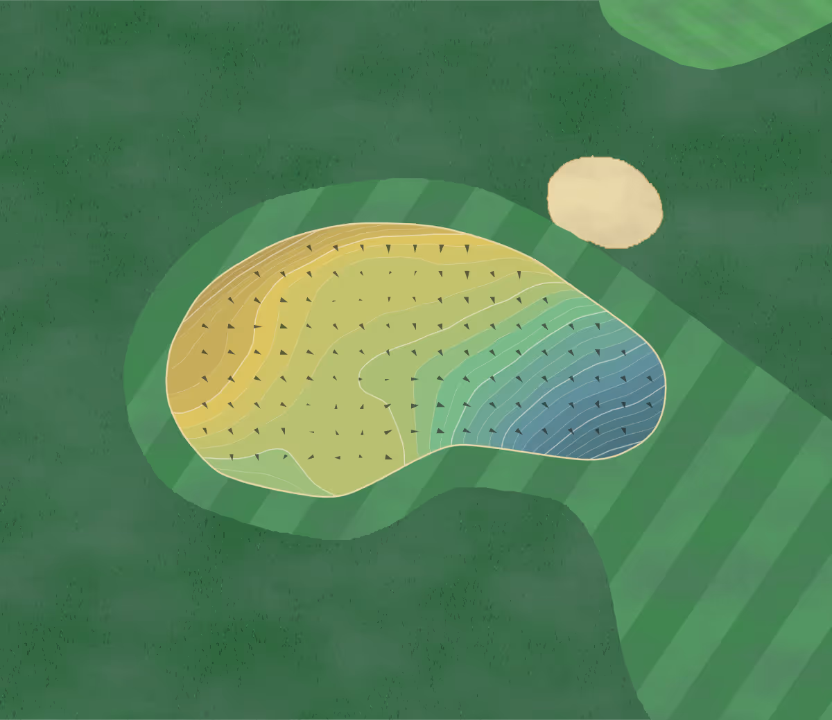 Green contour map of Charleton in Leven, Scotland — 267 elevation contours at a 8-centimeter interval with fall-line arrows, traced from 1-meter lidar