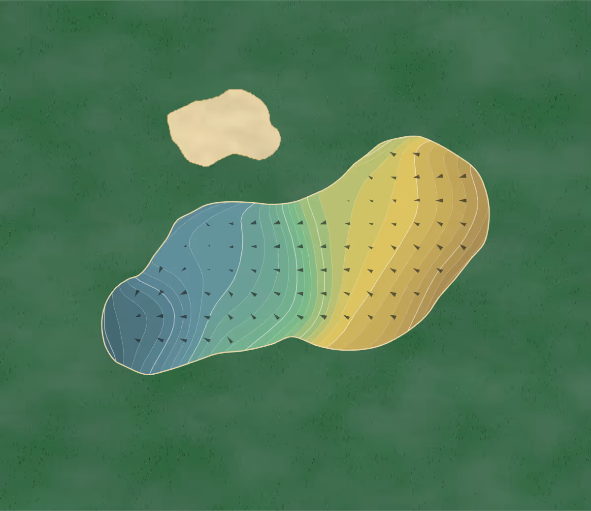 Green contour map of Charlie Yates in Atlanta, Georgia — 118 elevation contours at a 3-inch interval with fall-line arrows, traced from 1-meter lidar