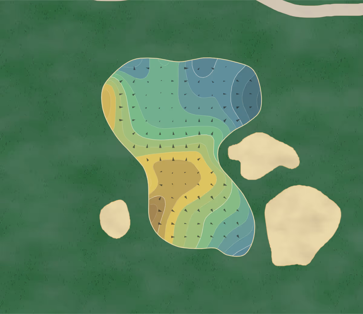 Green contour map of Charlotte in Charlotte, North Carolina — 241 elevation contours at a 3-inch interval with fall-line arrows, traced from 1-meter lidar