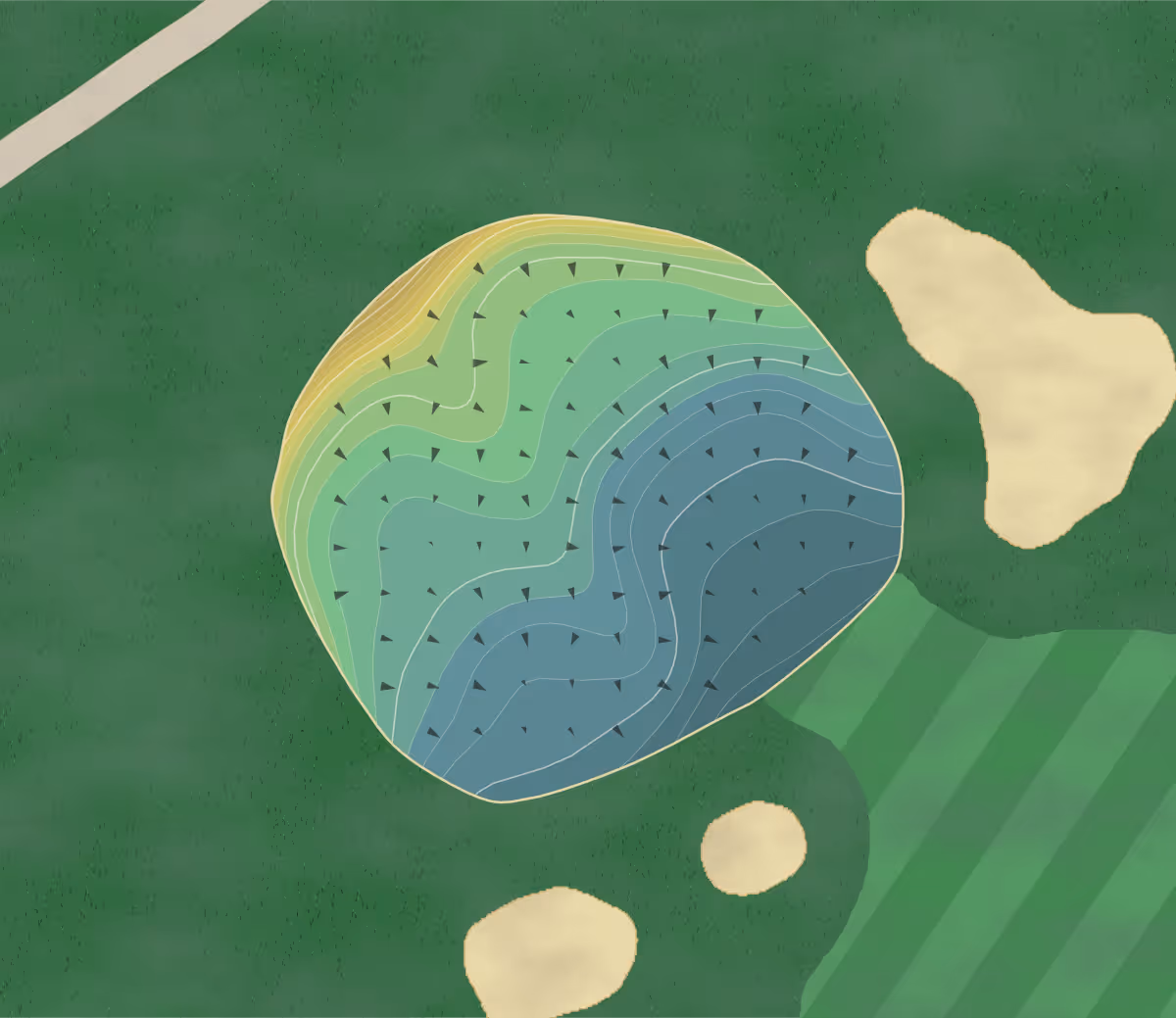 Green contour map of Chartiers CC in Pittsburgh, Pennsylvania — 280 elevation contours at a 3-inch interval with fall-line arrows, traced from 1-meter lidar