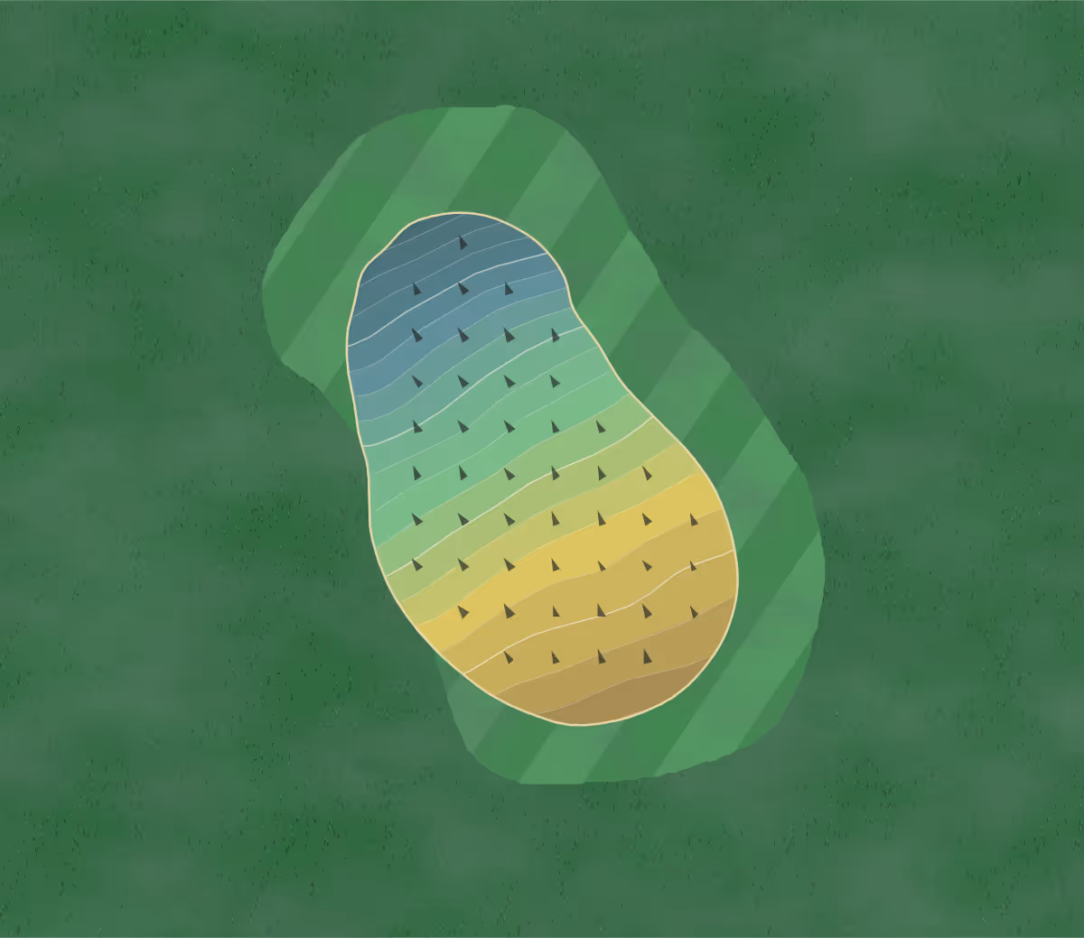 Green contour map of Chenoweth GC in Akron, Ohio — 133 elevation contours at a 3-inch interval with fall-line arrows, traced from 1-meter lidar