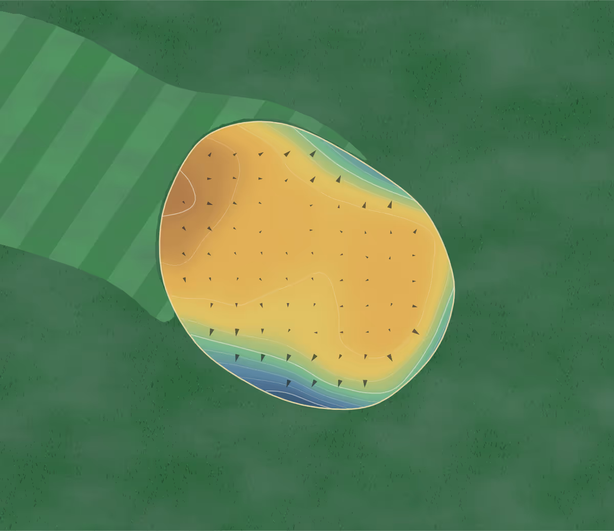 Green contour map of Cherokee in Cherokee, Iowa: 86 elevation contours at a 3-inch interval with fall-line arrows, traced from 1-meter lidar