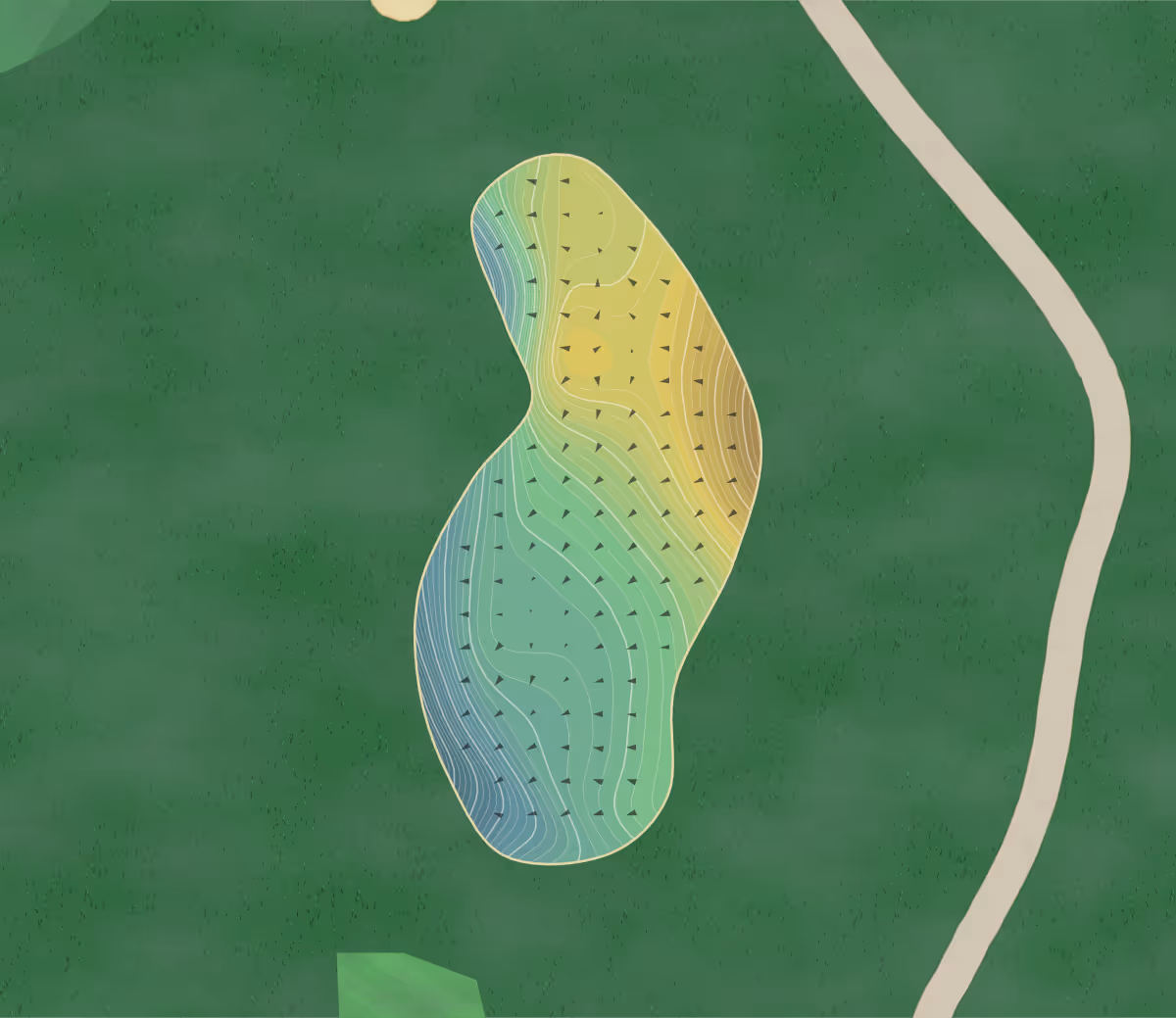 Green contour map of Cherokee Valley in Travelers Rest, South Carolina — 252 elevation contours at a 3-inch interval with fall-line arrows, traced from 1-meter lidar