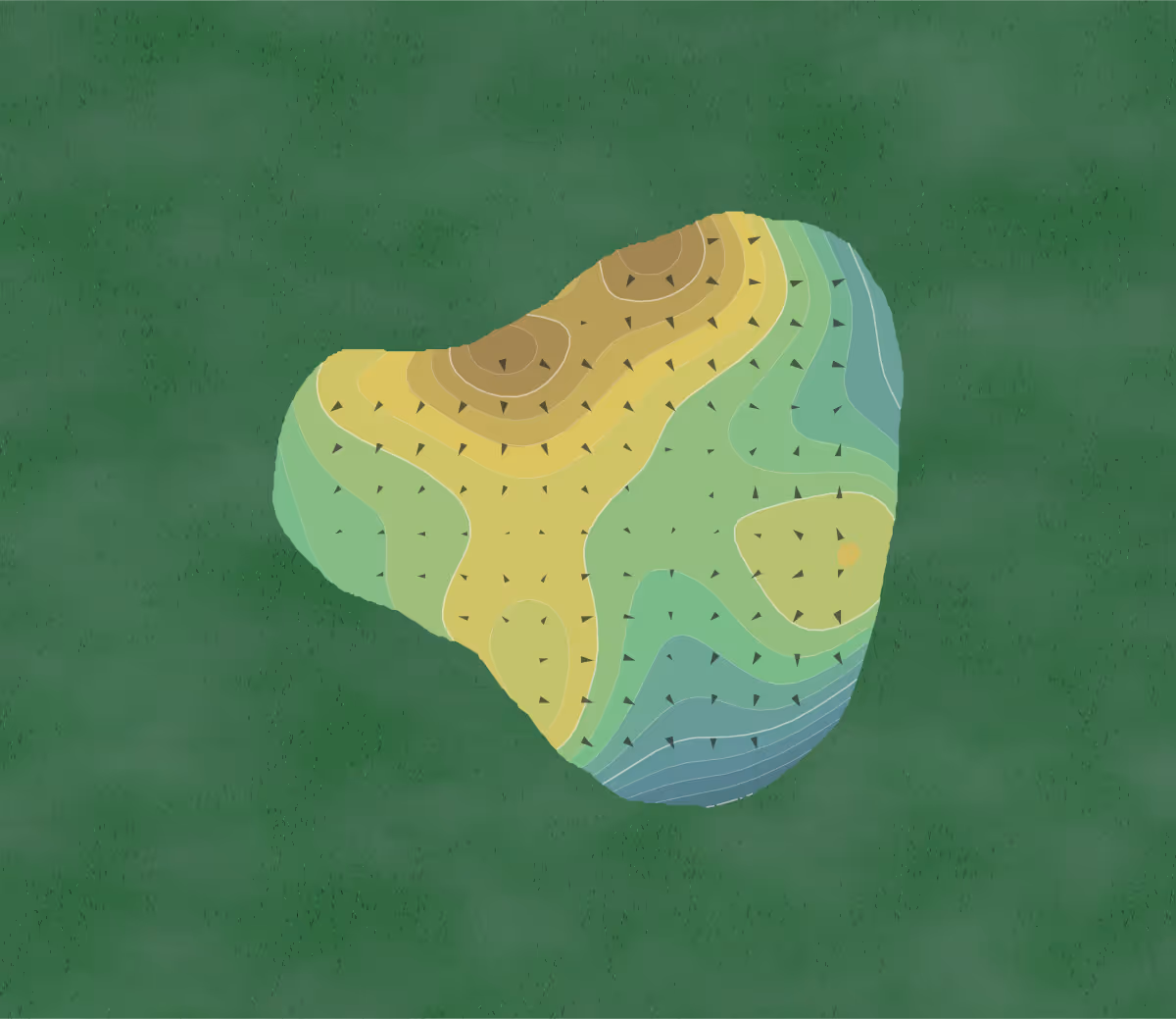 Green contour map of Chestnut Valley in Harbor Springs, Michigan — 14 elevation contours at a 3-inch interval with fall-line arrows, traced from 1-meter lidar