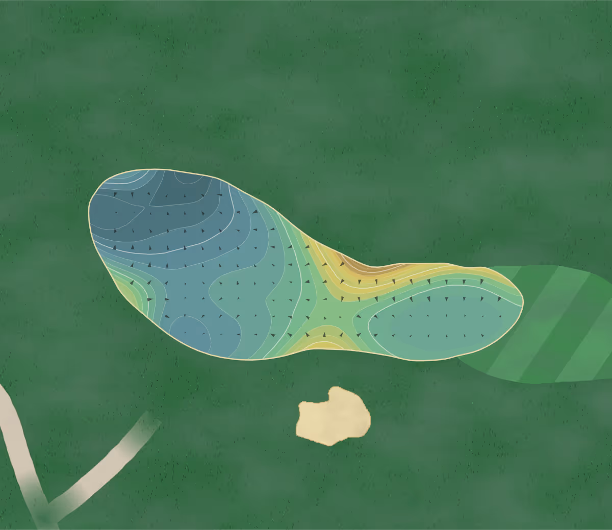 Green contour map of Chicago Highlands in Westchester, Illinois — 251 elevation contours at a 3-inch interval with fall-line arrows, traced from 1-meter lidar