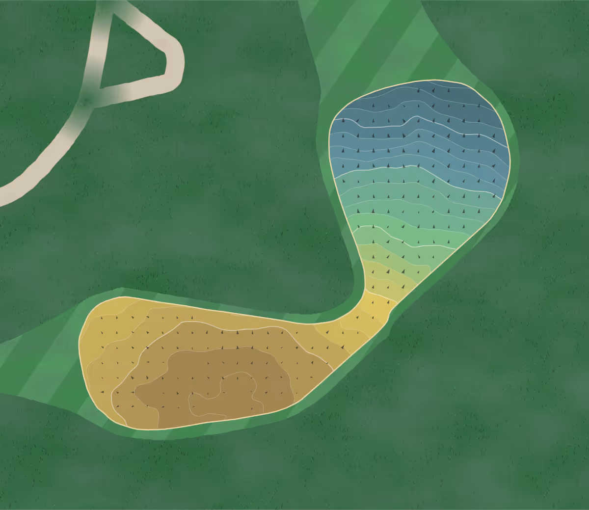 Green contour map of Chicopee CC in Chicopee, Massachusetts — 216 elevation contours at a 3-inch interval with fall-line arrows, traced from 1-meter lidar