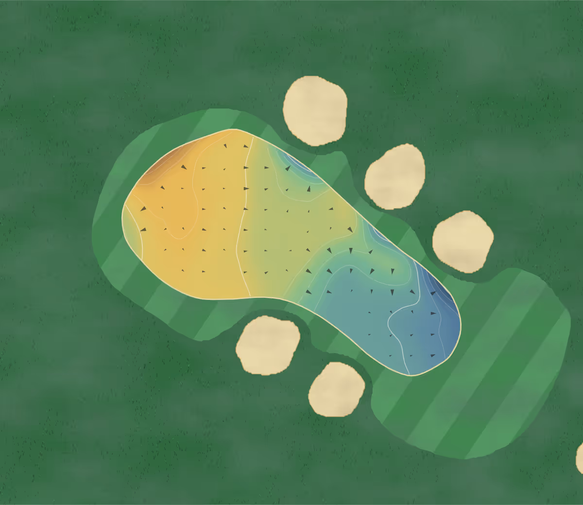 Green contour map of Childwall in Liverpool, England: 117 elevation contours at a 8-centimeter interval with fall-line arrows, traced from 1-meter lidar