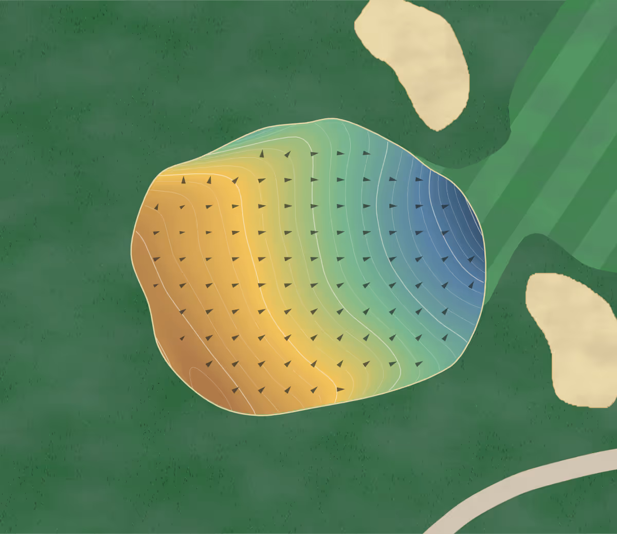 Green contour map of Chillicothe CC in Chillicothe, Ohio: 132 elevation contours at a 3-inch interval with fall-line arrows, traced from 1-meter lidar