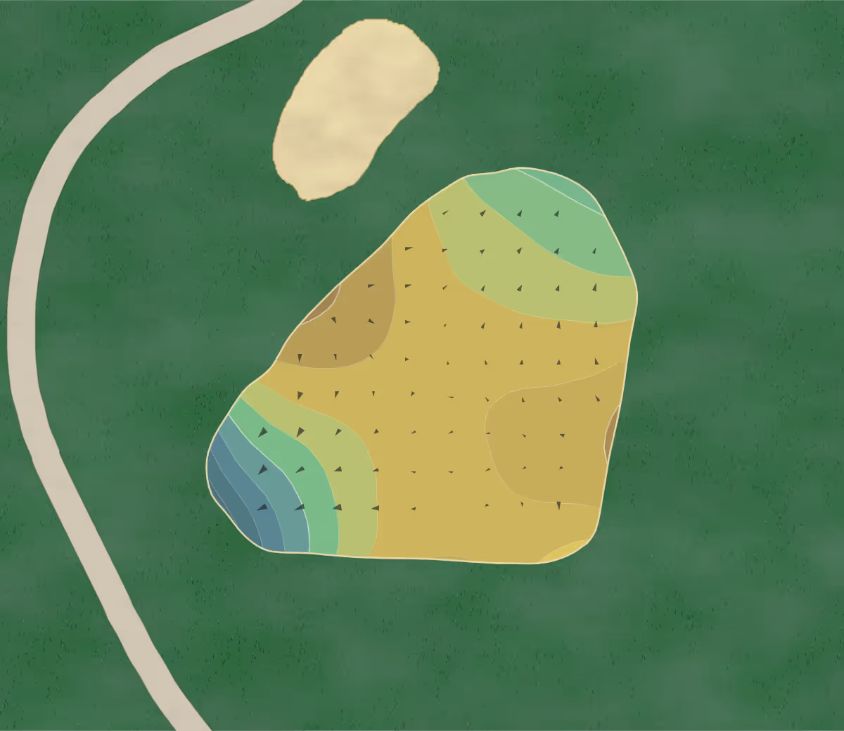 Green contour map of Chillicothe Jaycee in Chillicothe, Ohio — 161 elevation contours at a 3-inch interval with fall-line arrows, traced from 1-meter lidar