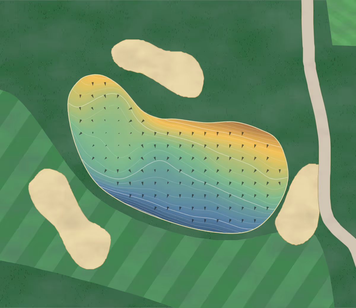 Green contour map of Chilliwack in Chilliwack, Canada — 168 elevation contours at a 8-centimeter interval with fall-line arrows, traced from 1-meter lidar