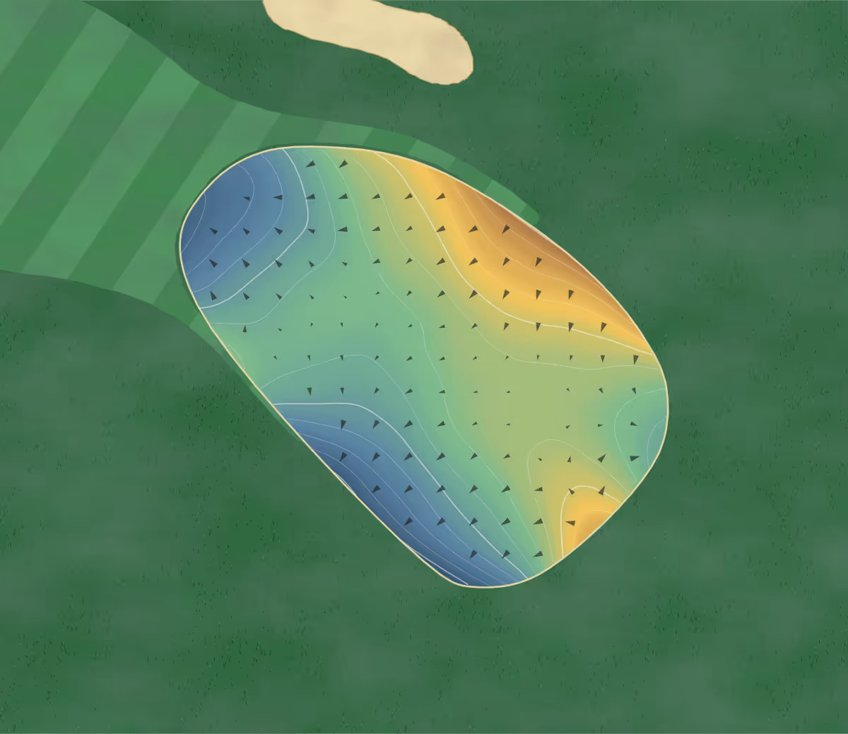 Green contour map of Cimarron in Garden City, Kansas: 111 elevation contours at a 3-inch interval with fall-line arrows, traced from 1-meter lidar