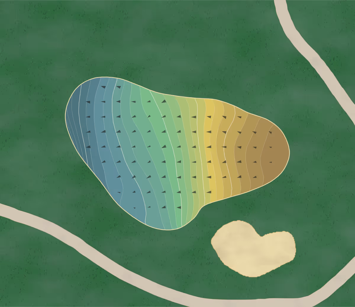 Green contour map of City Club in Marietta, Georgia — 244 elevation contours at a 3-inch interval with fall-line arrows, traced from 1-meter lidar