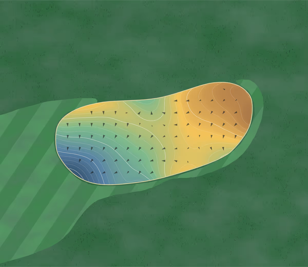 Green contour map of Clarksburg in Clarksburg, West Virginia: 181 elevation contours at a 3-inch interval with fall-line arrows, traced from 1-meter lidar