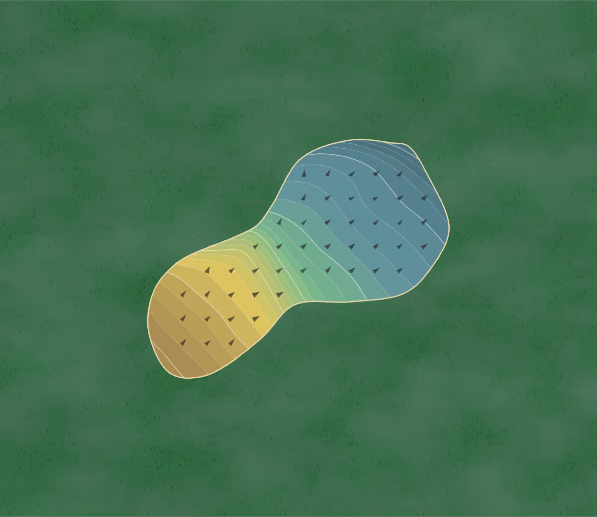 Green contour map of Clayton GC in Bradford, England — 154 elevation contours at a 8-centimeter interval with fall-line arrows, traced from 1-meter lidar