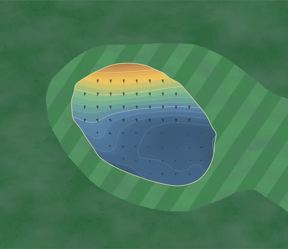 Green contour map of Clear Lake in Clear Lake, South Dakota — 107 elevation contours at a 3-inch interval with fall-line arrows, traced from 1-meter lidar