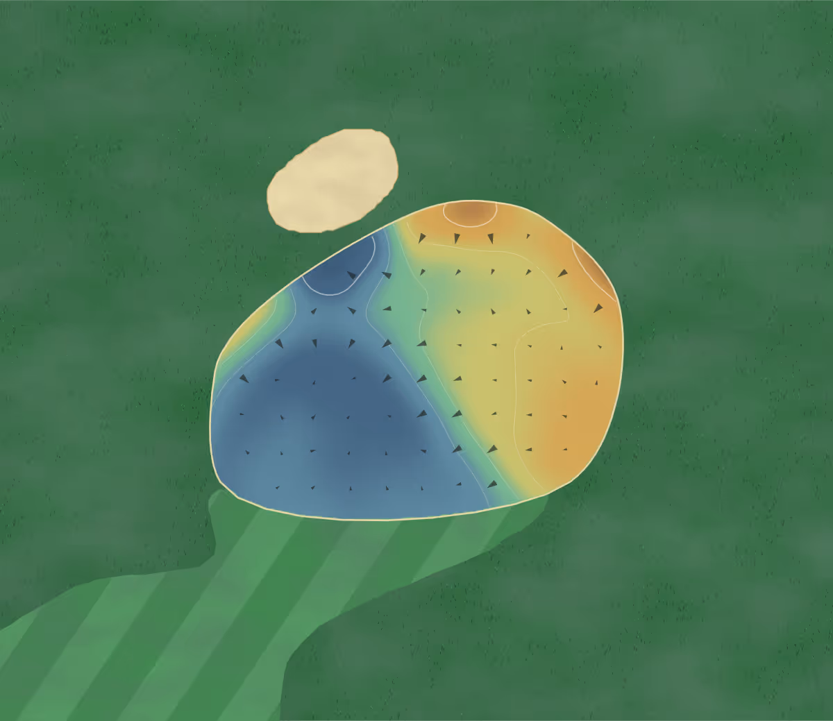 Green contour map of Cleethorpes Beach in Cleethorpes, England: 40 elevation contours at a 8-centimeter interval with fall-line arrows, traced from 1-meter lidar